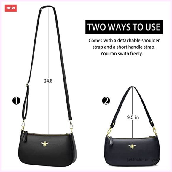 Small Retro Tote Crossbody Bag with Detachable Strap PU Leather - Picture 6 of 7